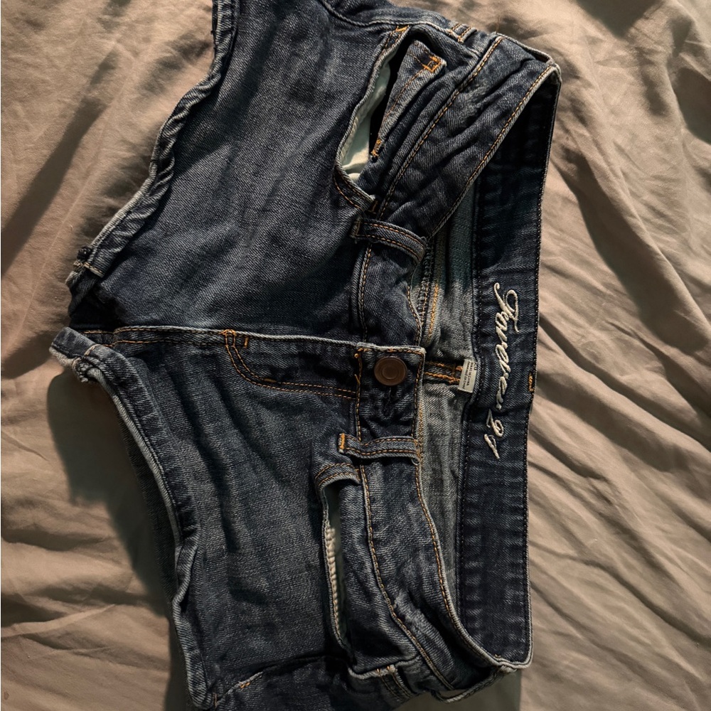 Forever 21 Blue Denim Shorts with White Embroidery
